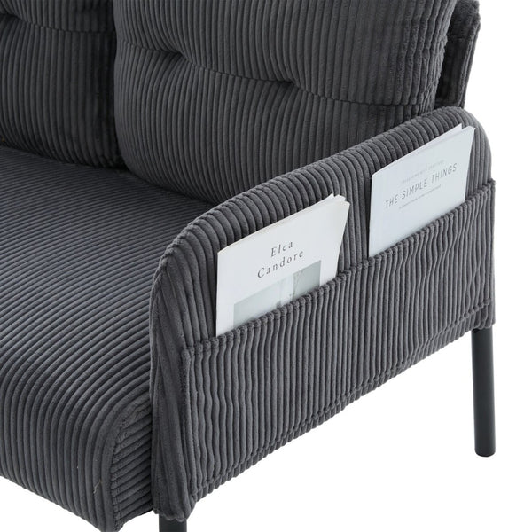 English Elm United We Win Corduroy Loveseat Plush Ergonomic Sofa with Spring Support Metal Legs Carbon Gray W1568P410050