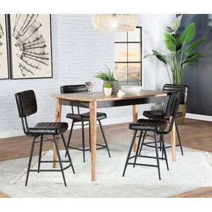 English Elm Senko Solid Sheesham Wood Counter Dining Set with Leather Chairs for Modern Kitchens B062S01629