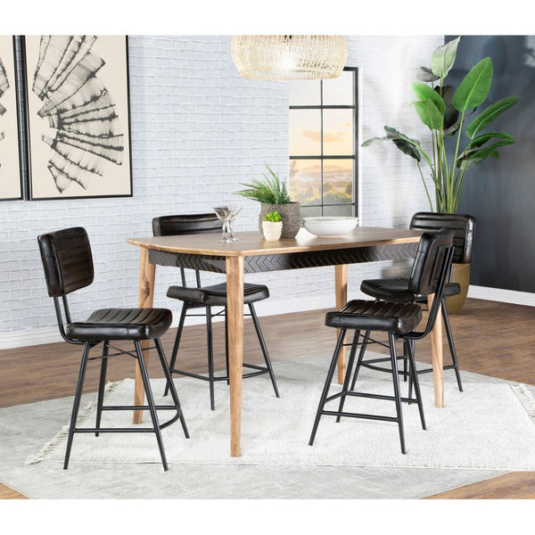 English Elm Senko Solid Sheesham Wood Counter Dining Set with Leather Chairs for Modern Kitchens B062S01629