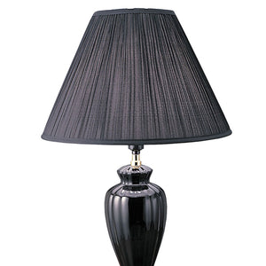 English Elm 26" 26" Tall Ceramic Table Lamp Urn-Shaped with Burgundy Ribbed Glaze, Gold Trim, Linen Shade, 3-Way Switch Black B072116117