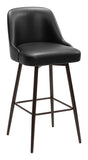 Keppel Swivel Barstool Black & Bronze 109975 Zuo Modern