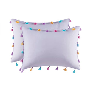 English Elm Tassel Full/Queen Comforter Set with Heart Accent Pillow, Soft Brushed Polyester, Multi-Color Tassels B035P294223