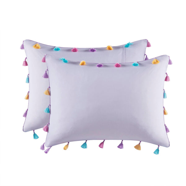 English Elm Tassel Full/Queen Comforter Set with Heart Accent Pillow, Soft Brushed Polyester, Multi-Color Tassels B035P294223
