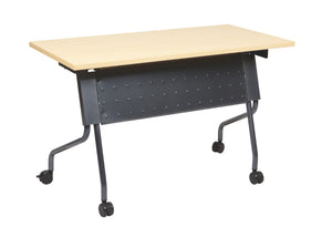 OSP Home Furnishings 4' Nesting Training Table with Powder Coated Steel Frame and Flip Top for Offices Maple 84224TP