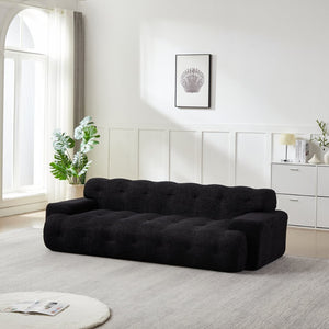 English Elm [video]87.4-inch Cloud Series Chenille Three-seater Sofa with Tufted Square Arms for Living Rooms Black W3505P383950