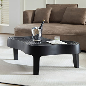 English Elm 47.24''Fiberglass Cloud Coffee Table with Lift-Top, Matte Black Irregular Design, No Assembly, Scratch-Resistant Elegance W2582P214811