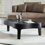 English Elm 47.24''Fiberglass Clound Coffee Table For Living Room,Matte Black Relief Table Front Of The Sofa, Irregular Center Table For Apartment,No Need Assembly