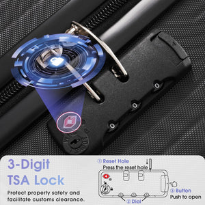 English Elm Luggage 3 Piece Hard Shell Abs Suitcase Set with Spinner Wheels and Tsa Lock Black N730P304620B