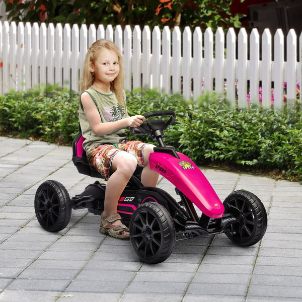 English Elm Aosom Kids Pedal Go Kart Sporty Ride on with Adjustable Seat and Eva Wheels Pink W2225P229170