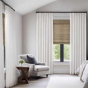 English Elm 2-piece Pinch Pleat Poly Linen Curtain Panels Tailored Formal Drape for Any Room White B035P482980
