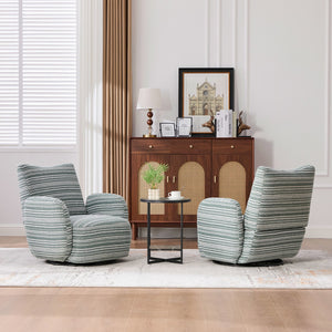 English Elm Modern Boucle 360° Swivel Leisure Chair with High‑Resilience Sponge, Supportive Curve, 550lb Capacity Mint Green W395P355484