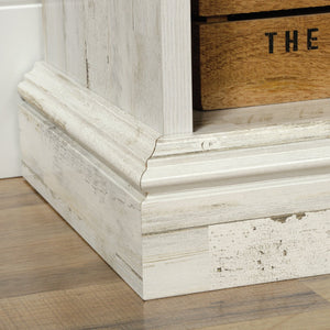 English Elm Tall Bookcase with Labelled Cubby Slots, White Engineered Wood, Dual-Sided Back, Sturdy 35.6"x13.5"x75" Storage Elegance B356P402640