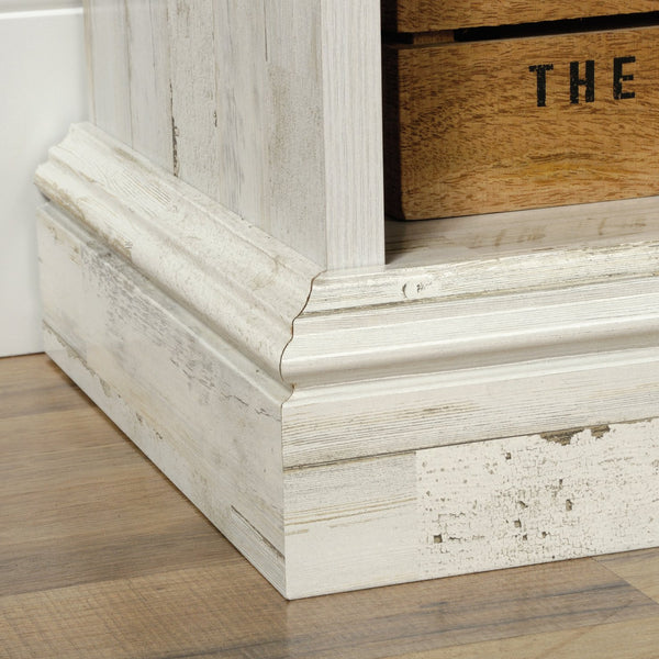 English Elm Tall Bookcase with Labelled Cubby Slots, White Engineered Wood, Dual-Sided Back, Sturdy 35.6"x13.5"x75" Storage Elegance B356P402640