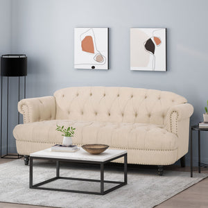 Christopher Knight Home® - Noble House - Chouteau Contemporary Deep Tufted Sofa with Nailhead Trim