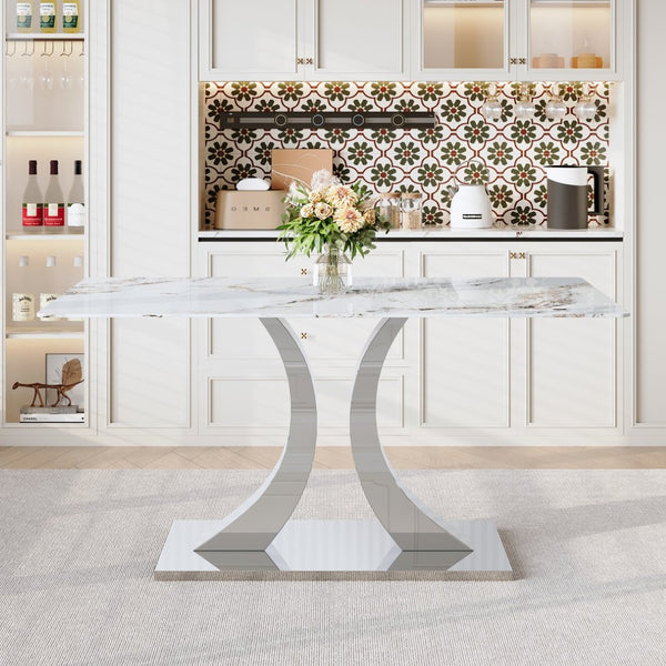 English Elm Only Sculptural Metal Base Glass Top Dining Table Industrial Contemporary Style W2920P356920
