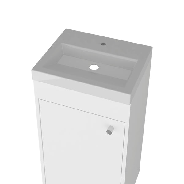 English Elm Waterford Compact Vanity Sink with Integrated Basin and Storage Cabinet, Durable Engineered Wood Finish White B092P329251