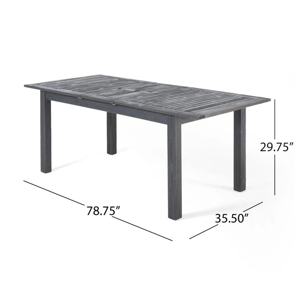 English Elm 7-piece Outdoor Acacia Wood Extendable Patio Dining Set with Cushioned Chairs N773OD00144S