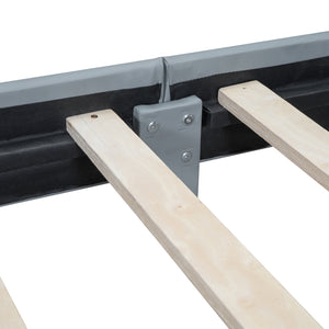 English Elm Queen Upholstered Platform Bed with Twin XL Daybed Set, PU Leather, Space-Saving Convertible Duo for Guests and Kids Gray SF100115AAE