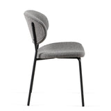 English Elm Grey Boucle Fabric Dining Chairs Set Of 4, Mid-Century Modern Dining Chairs, Kitchen Dining Room Chairs, Curved Backrestupholstered Boucle Dining Chair With Black Metal Legs