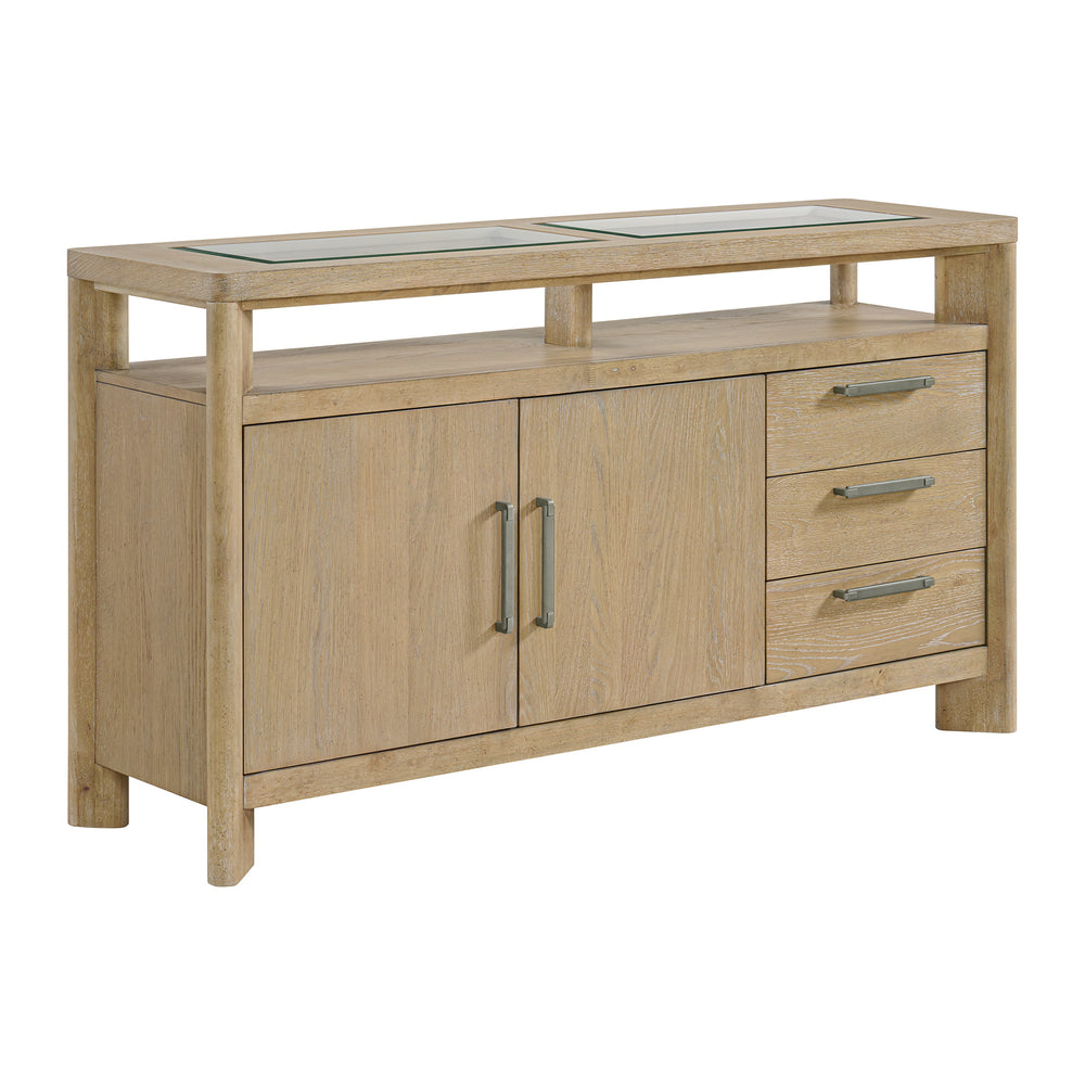 English Elm Wallace & Bay - Brown Side Server - Contemporary Light Brown Wood Buffet Cabinet, Easy-Care 64"W x18"D x36"H Storage B361P384423