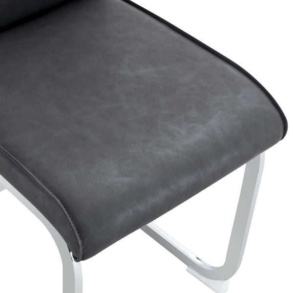 English Elm Luxury Arched Metal Dining Chair Set Of 8 - Dark Gray Pu, Ergonomic Support & Timeless Style! W1512S00173