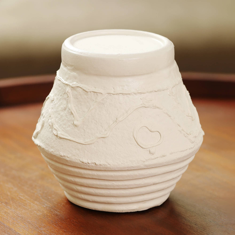 English Elm Organic Terracotta Candle Holder with Intricate Pattern, 5.2" Rustic Clay Pillar & Tealight Stand for Cozy Ambient Lighting and Giftable Home Décor B346P336810