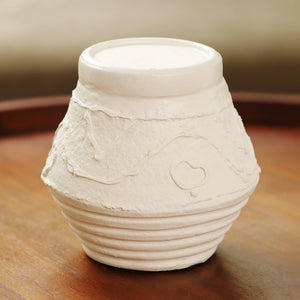 English Elm Organic Terracotta Candle Holder with Intricate Pattern, 5.2" Rustic Clay Pillar & Tealight Stand for Cozy Ambient Lighting and Giftable Home Décor B346P336810