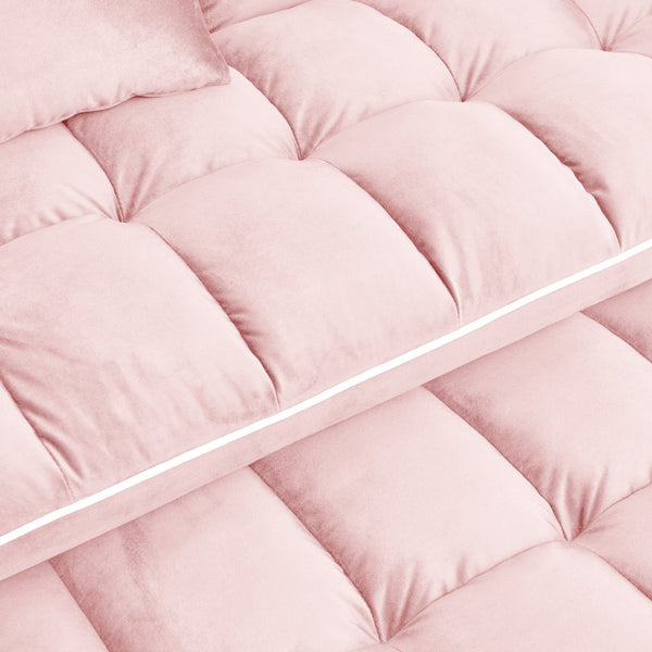 English Elm 55.51 Modern Foldable Velvet Sofa Bed, 3-Length Convertible Loveseat to Full Bed with USB, Swivel Stand, Ashtray (PINK) W2353P263923