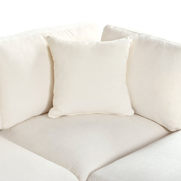 English Elm U-style Upholstered Modular Sofa with Storage Ottoman and Dual Cup Holders, Spacious 5-Seater Comfort Beige WY000414AAA