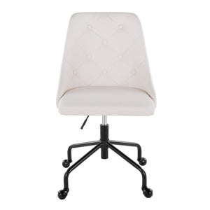 English Elm Marche Contemporary Adjustable Office Chair with Button-Tufted Faux Leather, Swivel Casters, Chic Comfort White B202P223945