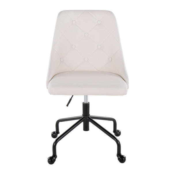 English Elm Marche Contemporary Adjustable Office Chair with Button-Tufted Faux Leather, Swivel Casters, Chic Comfort White B202P223945