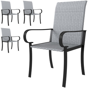 English Elm Outsunny 4 Piece Pe Rattan Patio Armchairs High Back Deep Seat Resort Dining Set W2225P485556