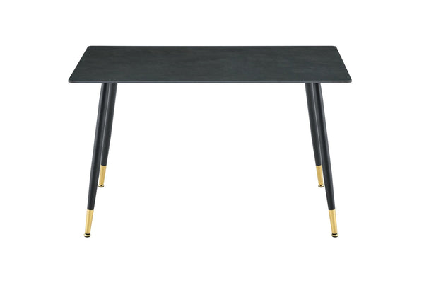 English Elm Modern Sintered Stone Rectangular Dining Table with Metal Legs for Four Seats Dark Gray W3493S00014