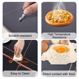 English Elm 42-inch Sintered Stone Round Dining Set with 4 Black PU Chairs, Mirror-Polished Steel Base, Modern Luxury W1512S00115