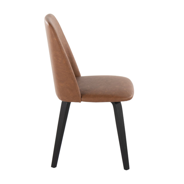 English Elm Toriano Mid-Century Dining Chair with Black Wood Legs and Padded Faux Leather Seat, Set of 2 Camel B202P223679