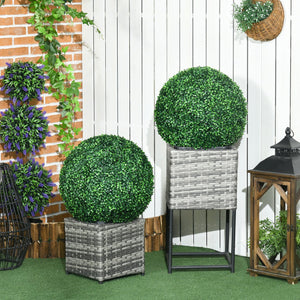 English Elm HOMCOM Realistic Set of 2 19.75" Boxwood Topiary Balls UV-Safe Outdoor Indoor Faux Plants Decor W2225P229587