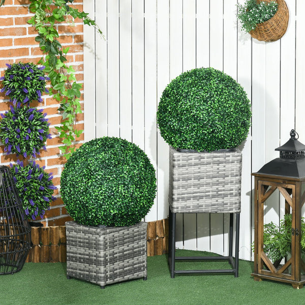 English Elm HOMCOM Realistic Set of 2 19.75" Boxwood Topiary Balls UV-Safe Outdoor Indoor Faux Plants Decor W2225P229587