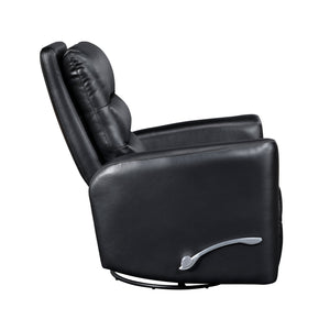 English Elm Glider Swivel Recliner Chair with Smooth Gliding Motion, Breathable Faux Leather, Luxurious Comfort and Space-Saving Design Black 34 L x 31 W x 26.5 H B011P287700