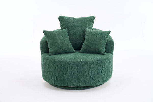 English Elm 360° Swivel Chair upholstered barrel accent chair with plush high-resilience foam and pillows for comfort Antique Green W2231P264471