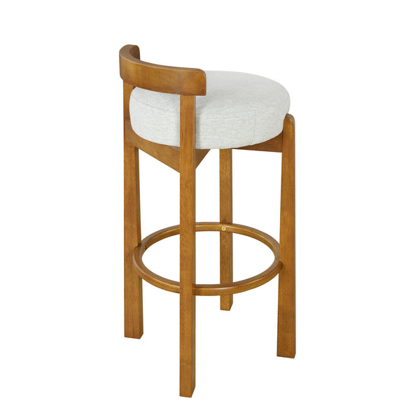English Elm Christopher Knight Home® - Elise Elegant Wooden Low Back Barstool Set of 2 with Padded Fabric Seats, Compact Durable Design Ivory,Walnut N775P277433I