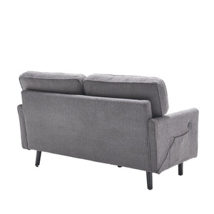 English Elm Loveseat Mid Century Modern Two-Seater Sofa with USB Type-C Charging, Removable Zipper Covers, Durable Wood Legs Gray W395P238824