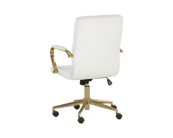 Sunpan Kleo Modern Office Chair with Gold Stainless Steel Frame and Luxurious Faux Leather for Comfort Snow