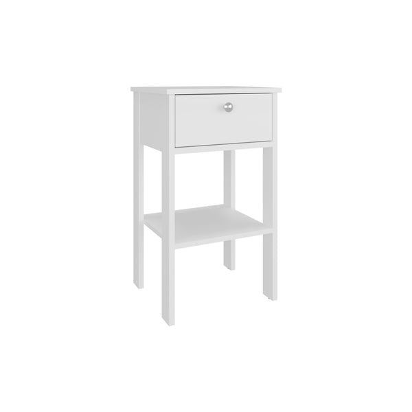 English Elm Shongopovi Modern One Drawer Nightstand with Open Shelf, Scratch-Resistant Surface, Compact Bedroom Storage White 31.89 L x 20.48 W x 3.94 H B128P375275