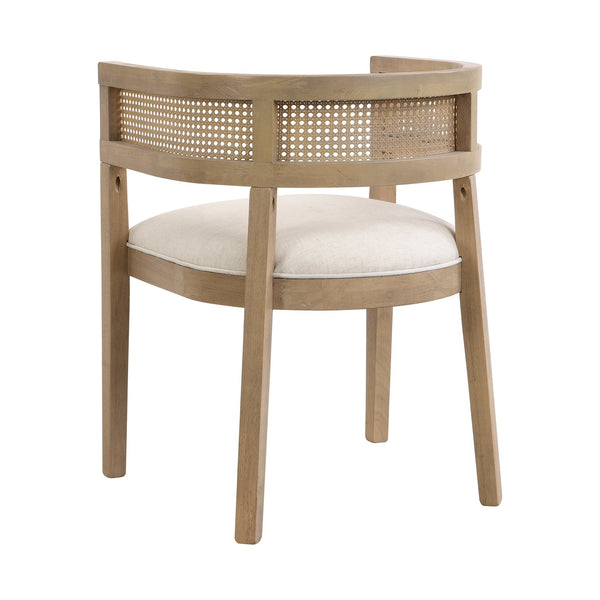 English Elm Christopher Knight Home® - DINING Chair Set of 2 with Rattan Round Back and Upholstered U‑Seat, Wood Frame, Contemporary Style Beige+Natural N771P192287B