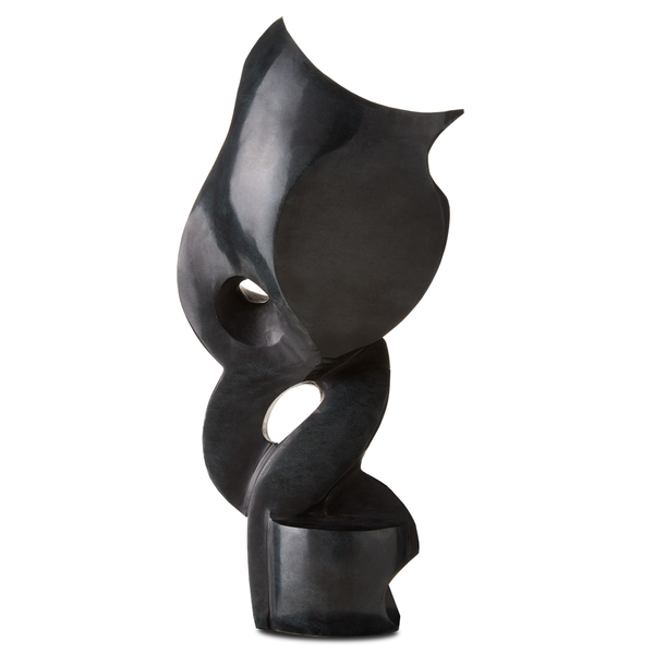 Roland Black Marble Abstract Sculpture – Stunning Modern Art Piece That Transforms with Every Angle