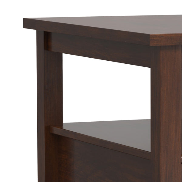 English Elm Warm Shaker Solid Wood Narrow End Table with Drawer and Open Shelf for Small Spaces B136P481648