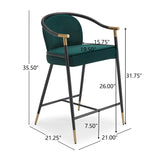 Christopher Knight Home® - Noble House - 26" H Upholstered Counter Stool With Metal Frame (Set Of 2)-Green