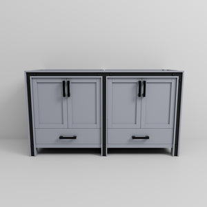 English Elm Dark Grey Double Bath Vanity 60 in W x 22 in D — Solid Wood Frame, Soft-Close Drawers, Fully Assembled B2731P260709