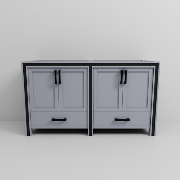 English Elm Dark Grey Double Bath Vanity 60 in W x 22 in D — Solid Wood Frame, Soft-Close Drawers, Fully Assembled B2731P260709