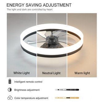 English Elm Ceiling Fan With Dimmable Led Light – Compact Smart Control For Low Ceilings & Modern Spaces W2312P374758